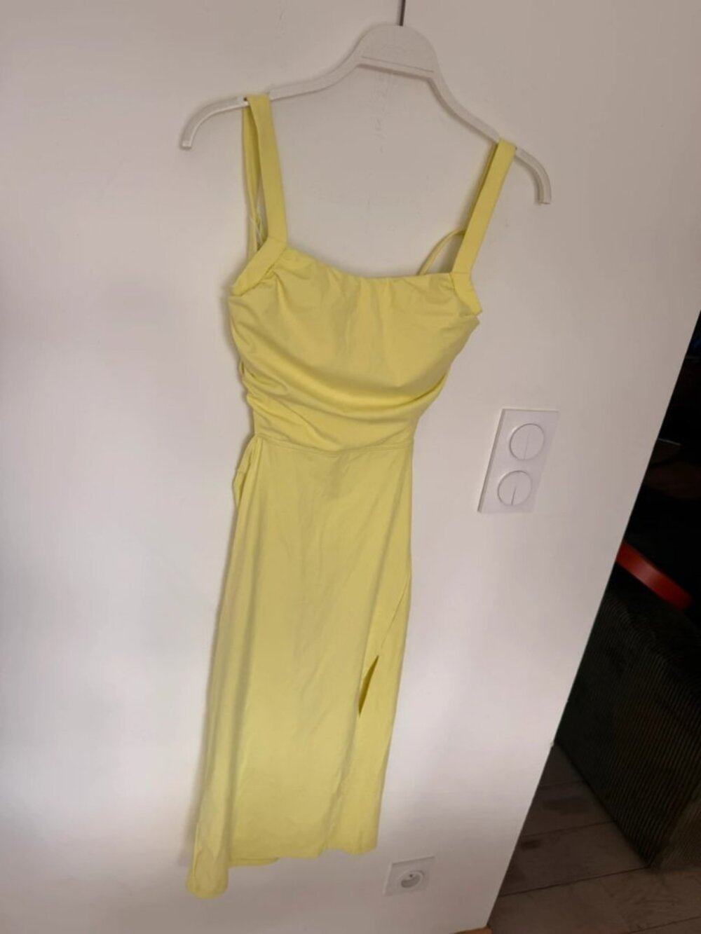 Yellow Midi Dress With Side Slit XS